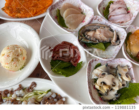 Korea seafood. Spoon Worm sashimi 119881135