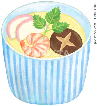 茶碗蒸插畫蛋菜 119881186
