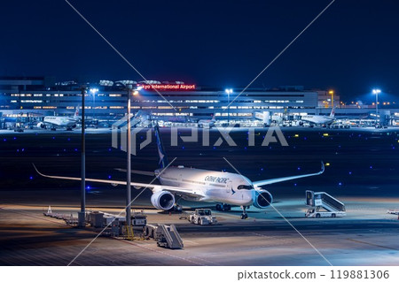 Cathay Pacific aircraft parked overnight 119881306