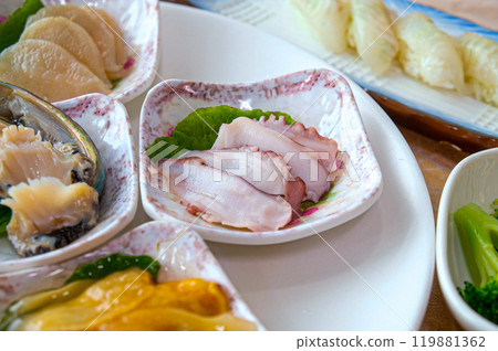 Korean Seafood Food. Boiled Octopus Sashimi Korean Seafood Food. Boiled Octopus Sashimi 119881362