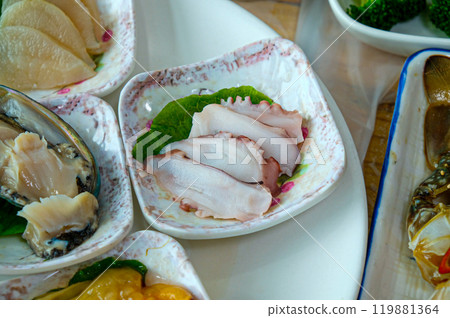 Korean Seafood Food. Boiled Octopus Sashimi 119881364