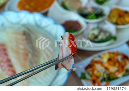 Korean Seafood Food. Boiled Octopus Sashimi Korean Seafood Food. Boiled Octopus Sashimi 119881374
