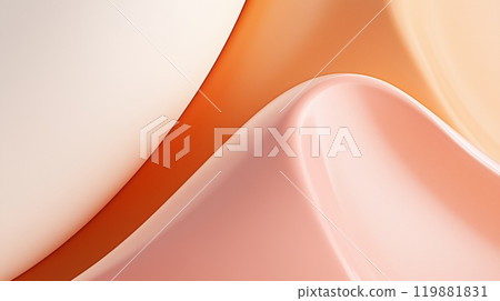 The edge and shape of an abstract curved orange, pink, and white gradient background. 119881831