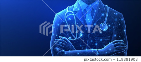 Digital online AI doctor. Healthcare system, hospital medicine tech. Digital online AI doctor. Healthcare system, hospital medicine tech. 119881908