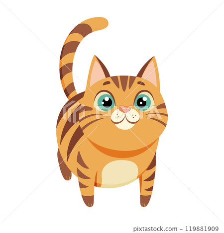 Ginger gray cat Hand drawn flat style isolated 119881909