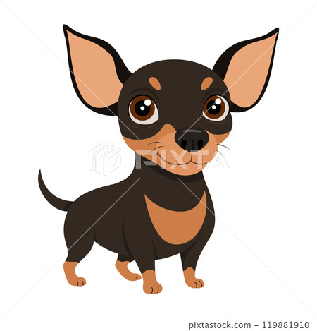 Cute black Chiweenie dog flat style 119881910