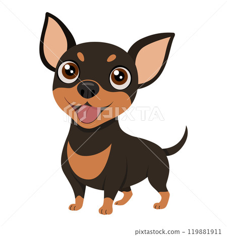 Cute black Chiweenie dog flat style Cute black Chiweenie dog flat style 119881911