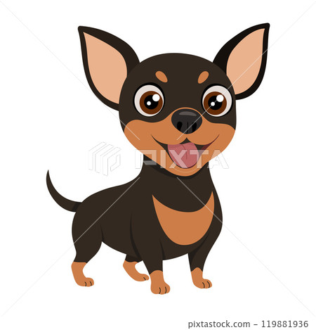 Cute black Chiweenie dog flat style 119881936