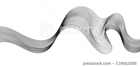 Curved lines flow smoothly across a white backdrop, forming an abstract design. Vector illustration 119882088