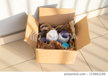 open box with vitamins, packaging open box with vitamins, packaging 119882298