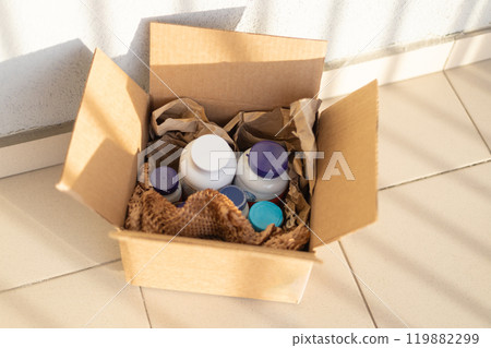 open box with vitamins, packaging open box with vitamins, packaging 119882299