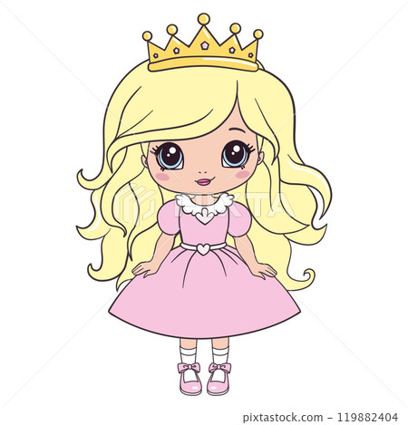 Hand drawn beautiful, cute, romantic redhead curly girl with freckles on the background with words Princess. Vector illustration. Hand drawn beautiful, cute, romantic redhead curly girl with freckles on the background with words Princess. Vector illustration. 119882404