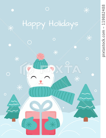 Greeting card with a cute white bear Greeting card with a cute white bear 119882488