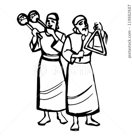 Vector drawing. People playing music 119882687