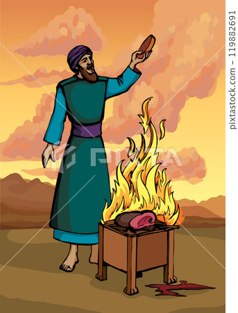 Vector drawing. Man cooking food Vector drawing. Man cooking food 119882691