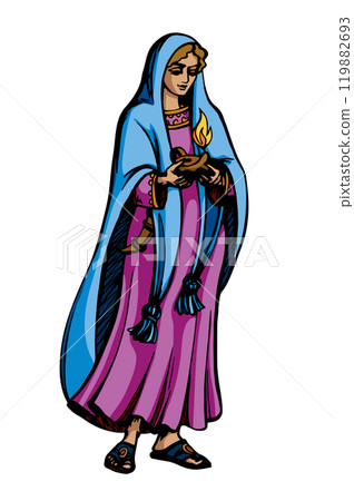 Vector drawing. Girl with a lamp Vector drawing. Girl with a lamp 119882693