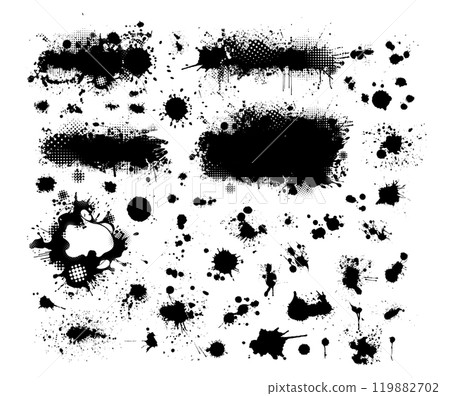 Splatter Paint Texture . Black Spray Blot of Ink. Place illustration Over any Object to Create Grungy Effect . hand drawn. Not AI, Vector Splatter Paint Texture . Black Spray Blot of Ink. Place illustration Over any Object to Create Grungy Effect . hand drawn. Not AI, Vector 119882702