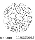 Summer doodle. travel flat illustration vector 119883098