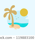 Summer doodle. Coconut palm tree on the beach. flat design illustration vector 119883100