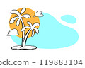 Summer doodle. Coconut palm tree on the beach. flat design with empty area illustration vector 119883104