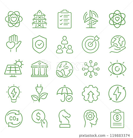 Co2 icons Pixel perfect. Alternative Energy, Eco Friendly and Ecology related line icon set Co2 icons Pixel perfect. Alternative Energy, Eco Friendly and Ecology related line icon set 119883374