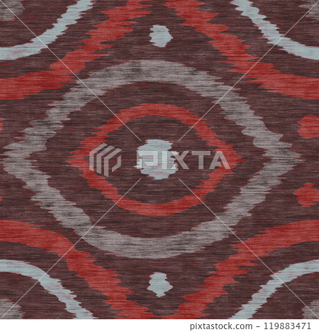 Seamless ikat ogee pattern in vintage style. Retro pattern of abstract eyes. Seamless ikat ogee pattern in vintage style. Retro pattern of abstract eyes. 119883471