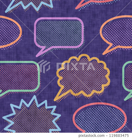 Vintage seamless pattern of speech bubbles. Retro speech bubble pattern in pop art style. Vintage seamless pattern of speech bubbles. Retro speech bubble pattern in pop art style. 119883475