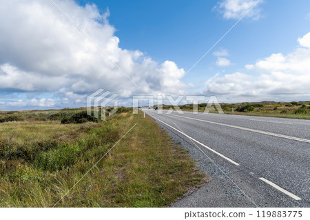 Highway with cars on a cloudy summer day. Highway with cars on a cloudy summer day. 119883775