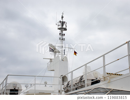 Ships antenna and navigation system in a cloudy sky. Ships antenna and navigation system in a cloudy sky. 119883815