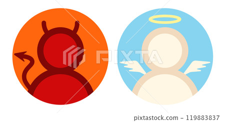 Vector set icons angel and devil in flat style. Vector set icons angel and devil in flat style. 119883837