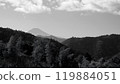 Monochrome landscape photo of mountains and Mt. Fuji 119884051