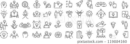 Vector monochrome idea line icon set 119884160