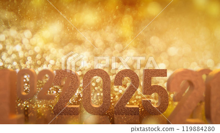 The Gold 2025 number for new year or celebration concept 3d rendering. 119884280