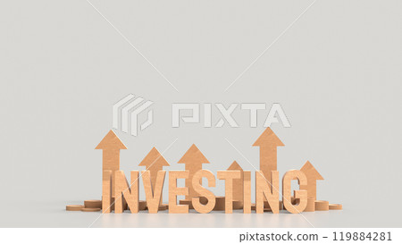 The wood investing text and arrow up for Business concept 3d rendering. 119884281