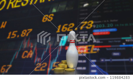 The pin bowling and coins for Business concept 3d rendering. 119884283