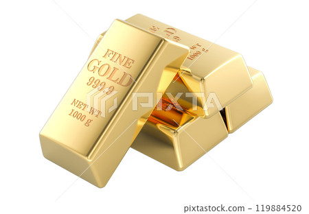 Gold Ingots, 3D rendering 119884520