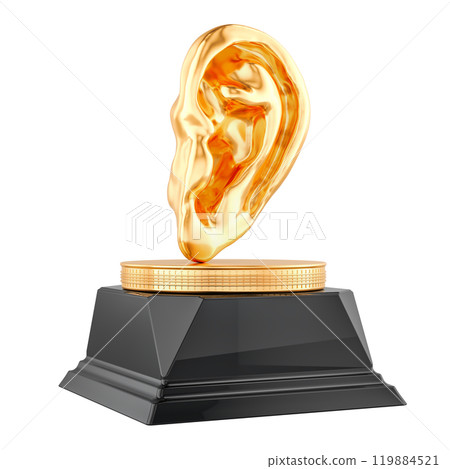 Golden Ear trophy, award concept, 3D rendering 119884521