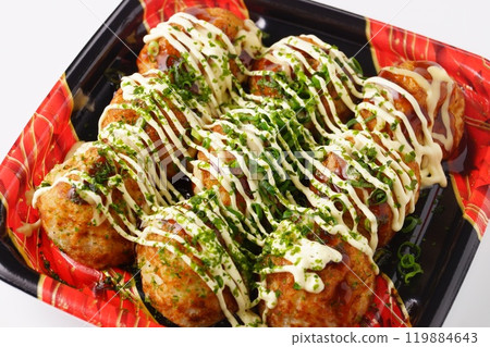Takoyaki with green onion and mayonnaise Takoyaki with green onion and mayonnaise 119884643