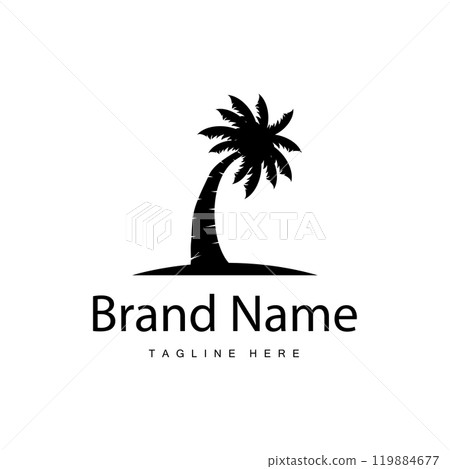 Coconut Tree Logo Design, Beach Plant Vector, Palm Tree Summer, Illustration Template 119884677