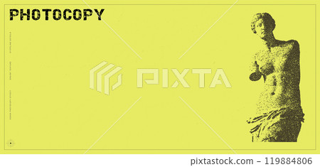 Photocopy image of classic Greek Venus statue. Retro style illustration with copy space Photocopy image of classic Greek Venus statue. Retro style illustration with copy space 119884806