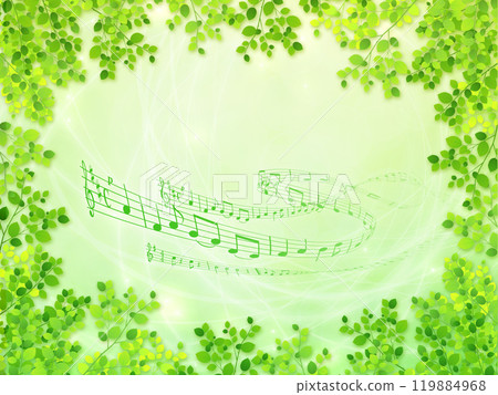 Fresh green and musical notes background Fresh green and musical notes background 119884968