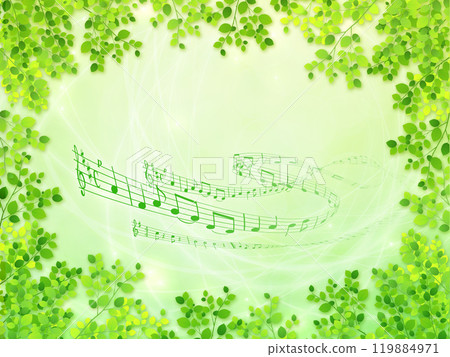 Fresh green and musical notes background Fresh green and musical notes background 119884971