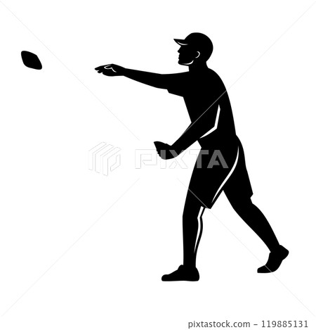 Male Cornhole Player Throwing Bag Side View Silhouette 119885131