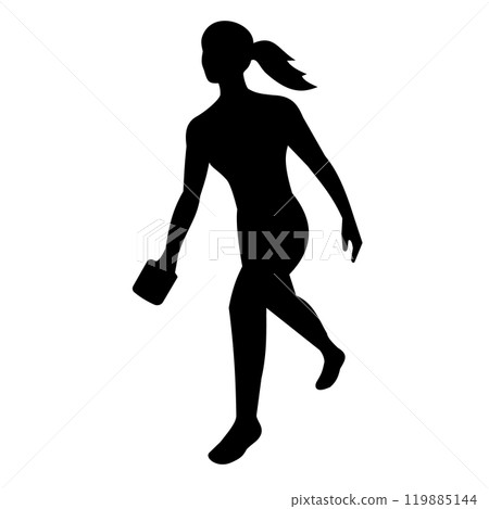 Female Cornhole Player Throwing Bag Front View Silhouette Female Cornhole Player Throwing Bag Front View Silhouette 119885144