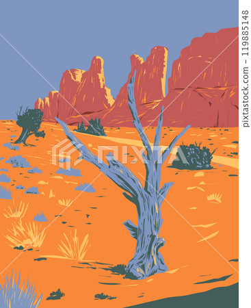 Park Avenue Rock Formation in Arches National Park Utah WPA Poster Art Park Avenue Rock Formation in Arches National Park Utah WPA Poster Art 119885148
