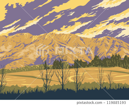 The Remarkables from Arthurs Point Queenstown New Zealand WPA Poster Art 119885193