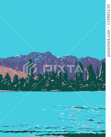 The Remarkables in Queenstown New Zealand WPA Poster Art 119885210