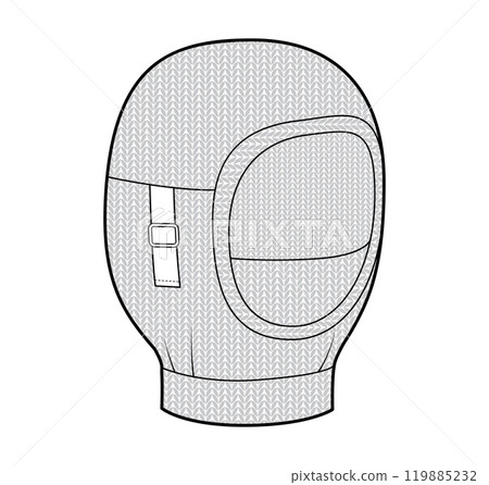 Balaclava Hat. Winter Knitted Head Fashion accessory cap clothing technical illustration. Vector headgear for Men, women, 119885232
