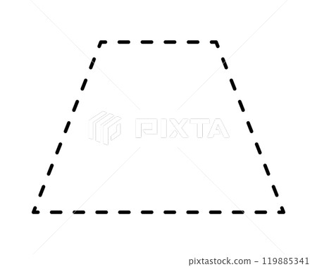 Dotted trapezoid figure isolated on white background. Geometric shape with dashed lines. Cut here pictogram. Vector outline illustration 119885341