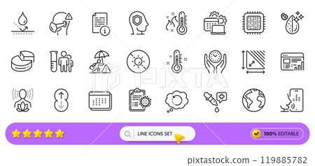 Medical analyzes, Safe time and Recovery data line icons for web app. Pack of Triangle area, Yoga balance, Chemistry pipette pictogram icons. Coronavirus report, Manual, Calendar signs. Vector Medical analyzes, Safe time and Recovery data line icons for web app. Pack of Triangle area, Yoga balance, Chemistry pipette pictogram icons. Coronavirus report, Manual, Calendar signs. Vector 119885782